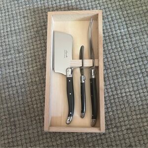 Jean Dubost French Laguiole Cheese Knives Set of 3 in wooden box